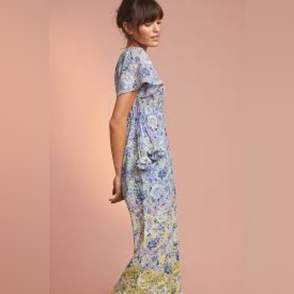 Anthropologie | Romerio Sleep Floral Wide Leg Jumpsuit | Purple & Yellow |  | XS - Picture 2 of 15